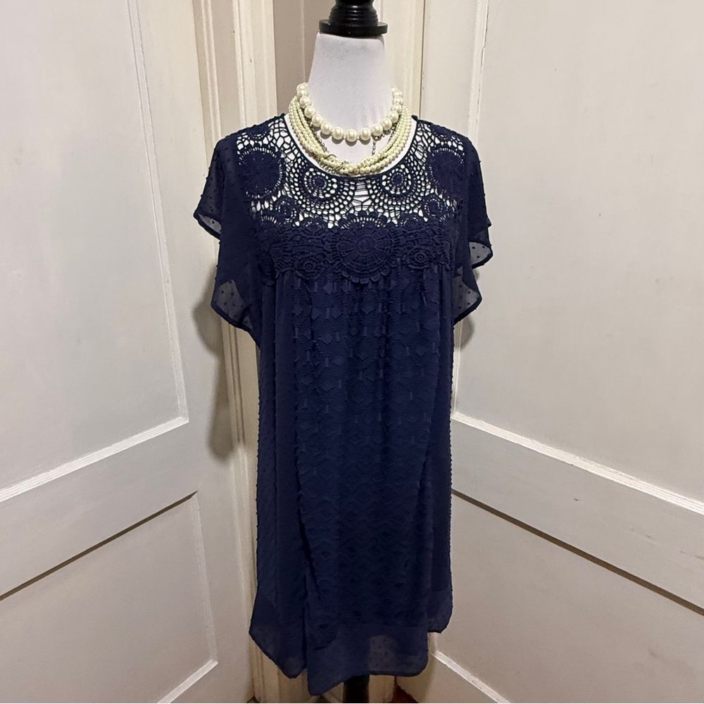 Daniel Rainn Midnight Blue Lace Dress
